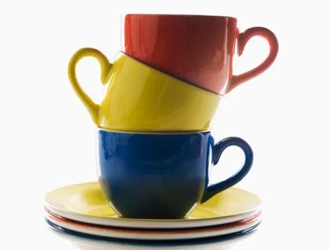 Stack of tea cups and saucers Stock Photos
