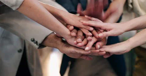 Stack, team building and business people with hands together in collaboration Stock Footage 340599855