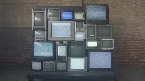 Stack of Televisions With No Reception Stock Footage 270325987