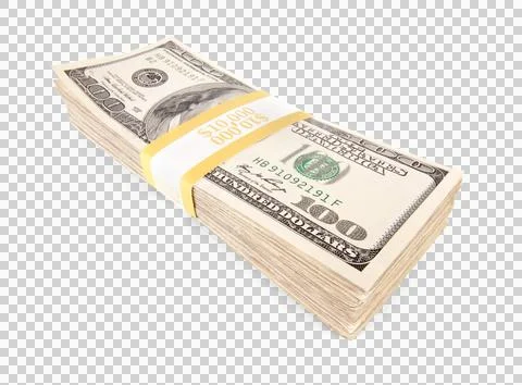 Stack of Ten Thousand Dollars Worth of One Hundred Dollar Bills Isolated. T.. Stock Photos