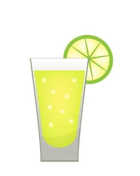 Stack of tequila with a lime slice icon flat, cartoon style. Drink isolated on Stock Illustration