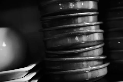 A stack of terracotta dishes 스톡 사진