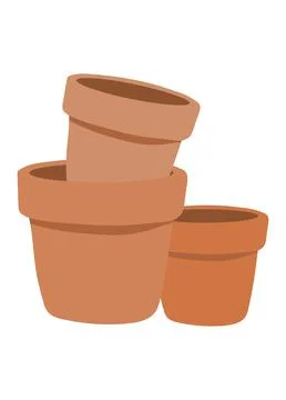 Stack of Terracotta Plant Pots Stock Illustration
