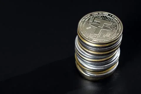 Stack of tether coins Stock Photos