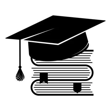Stack of textbooks and academic cap symbol of education Illustrazione stock