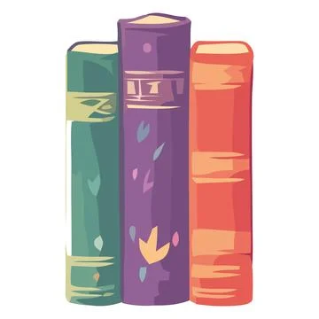 Stack of textbooks on bookshelf for studying Stockillustratie