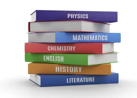 Stack of textbooks isolated on white background Illustrazione stock