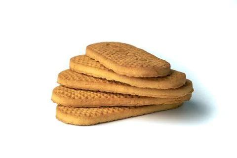 Stack of textured brown cookies isolated on white background Stock Photos