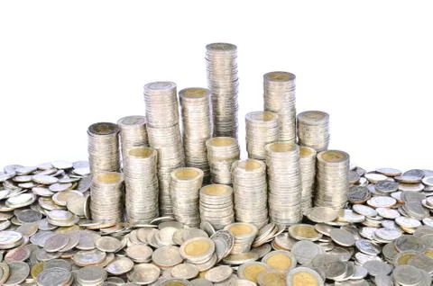 Stack of thai coins baht Foto stock