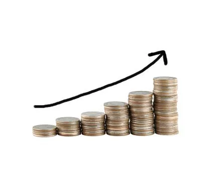 Stack of Thailand silver coin. Stock Photos