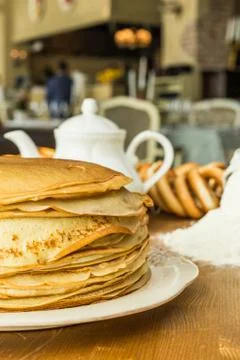Stack of thin pancakes Stock Photos