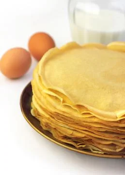 Stack of thin pancakes on a plate Stock Photos