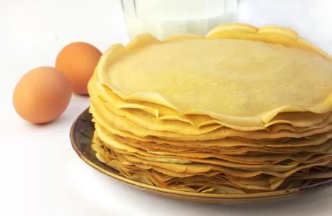 Stack of thin pancakes on a plate Stock Photos