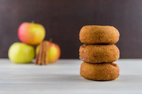 Stack of Three Apple Cider Donuts 库存照片
