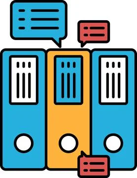 A stack of three binders with speech bubbles on them Stock Illustration