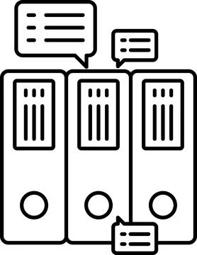 A stack of three binders with speech bubbles on them Stock Illustration