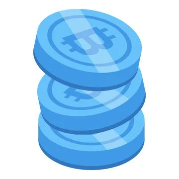 Stack of three bitcoin coins representing growing cryptocurrency investment Stock Illustration