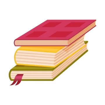 Stack of three books of different colors. Vector illustration on a white Stock Illustration
