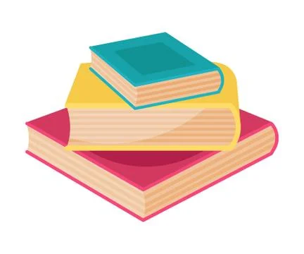Stack of three books of different sizes. Vector illustration on a white Stock Illustration