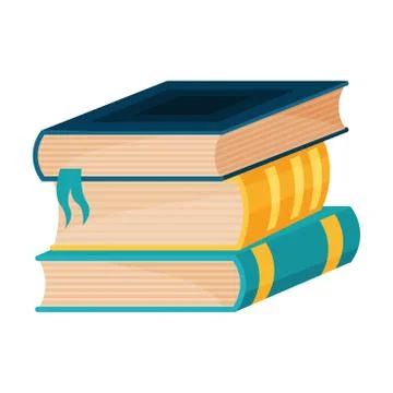Stack of three books. Vector illustration on a white background. Stock Illustration