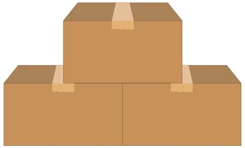 Stack of Three Brown Cardboard Delivery Boxes Sealed with Tape Stockillustratie