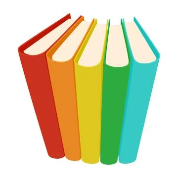 Stack of three colored books icon, cartoon style イラスト素材