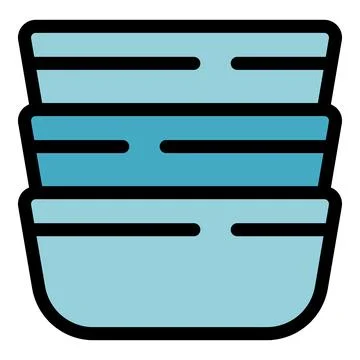 Stack of three empty bowls ready for food icon Stock Illustration