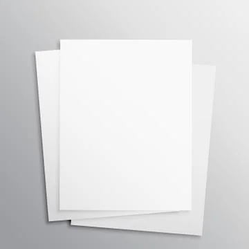 Stack of three empty papers mockup template Stock Illustration