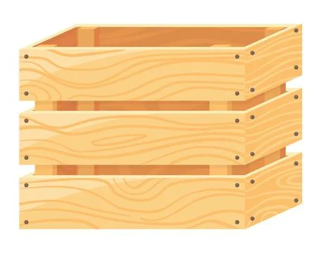 Stack of three empty wooden crates, rendered in a flat design style. Crates for Illustrazione stock