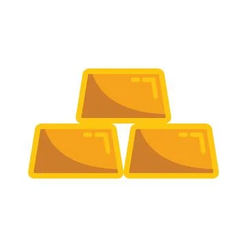 Stack of three gold bars forming a pyramid shape Stock Illustration