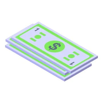 Stack of three green dollar bills representing savings and investment Illustrazione stock