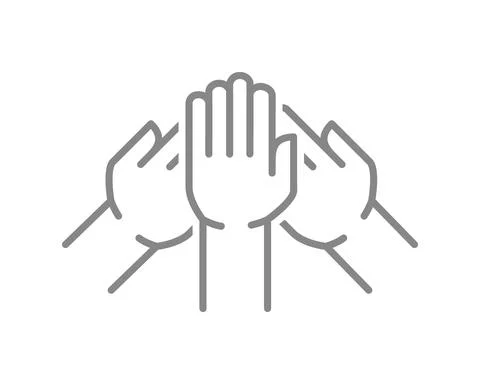 Stack of three hands line icon. Team, unity, friendship symbol Stock Illustration
