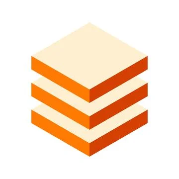 Stack of three isometric cubes in warm orange and beige tones.  Perfect for p Illustrazione stock