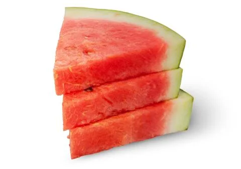 Stack of three pieces of ripe red watermelon Stock Photos