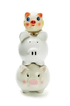 Stack of three piggybanks Stock Photos