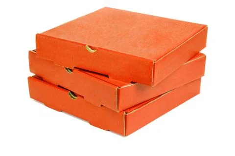 Stack of three pizza takeaway boxes Stock Photos