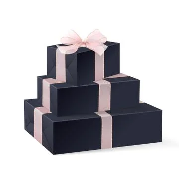 Stack of three realistic black gift boxes Stock Illustration