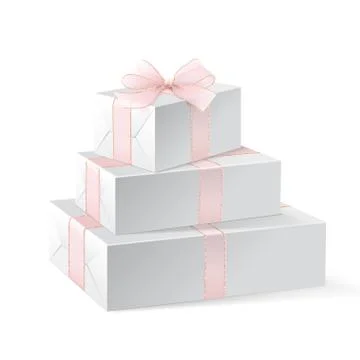 Stack of three realistic white gift boxes Stock Illustration