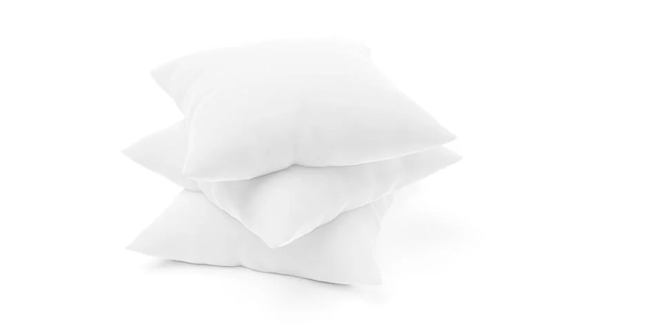 Stack of three white pillows on white background 스톡 일러스트