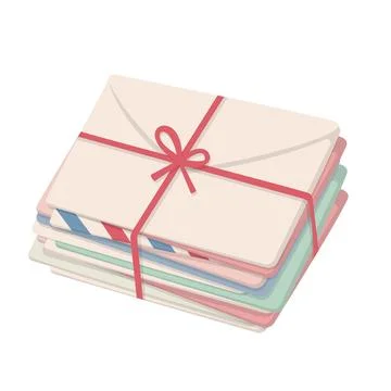 Stack of tied envelopes flat cartoon illustration 스톡 일러스트