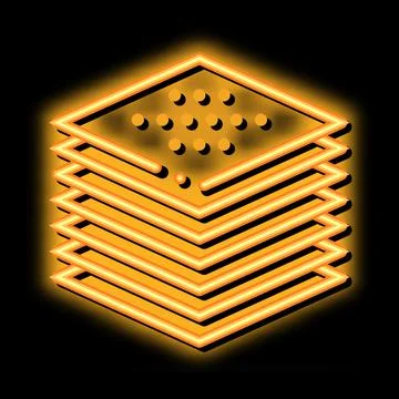 Stack of tiles neon glow icon illustration Stock Illustration