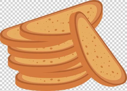 A stack of toasted bread slices shows a simple cartoon art style on a black.. Illustrazione stock