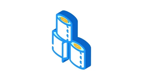 Stack toilet paper isometric icon animation Stock Footage 327275895