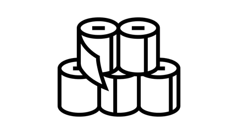 Stack toilet paper line icon animation Stock Footage 326123714