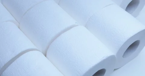 Stack of toilet paper rolls Stock Footage 127381379