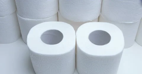 Stack of toilet paper rolls Stock Footage 127381606