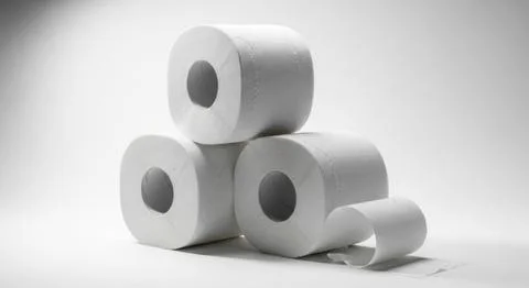 Stack of toilet paper rolls gentle lighting soft focus cleanliness essentia.. イラスト素材