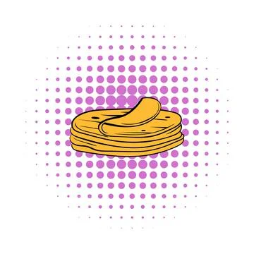 Stack of tortillas icon, comics style Illustrazione stock