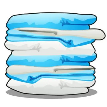 Stack of towels isolated on a white background. Vector cartoon close-up Stock Illustration