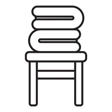 Stack of towels resting on wooden stool, spa relaxation and hygiene Illustrazione stock